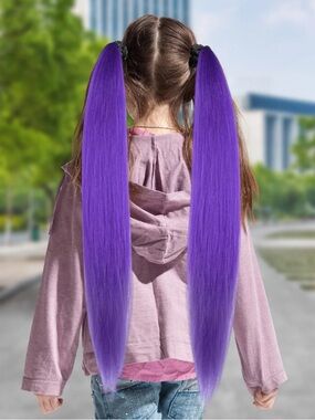 NWT Yaki Long Purple Hair Extensions Synthetic Crochet Hair 48 Inch 2 Packs